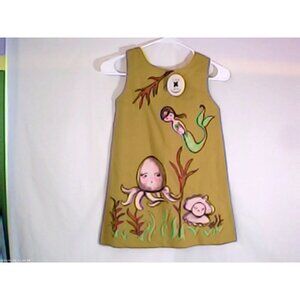 Binx Kids Under the Sea Sleeveless Dress Size 7 Mustard Color NWT